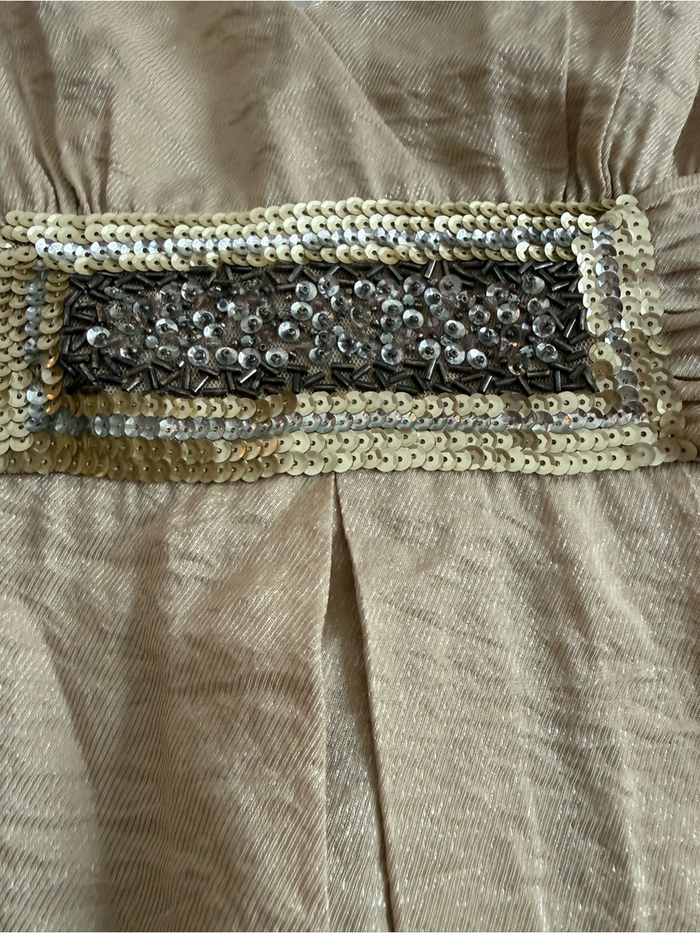 BCBGMaxAzria Gold V-Neck Ruched Waist Cocktail Dress - Picture 4 of 9